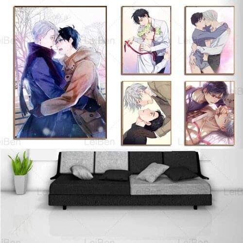 Home Decor Childrens Room and Manga Room Yuri On Ice Japanese Anime Canvas Painting Cartoon Character Picture Wall Art Poster