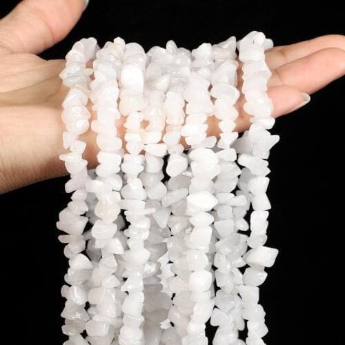 Natural Stone White Jade Irregular Freeform Chip Gravel Beads For Jewelry Making DIY Bracelet Necklace Charm Accessories 3-5-8mm