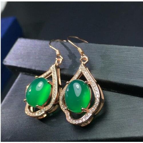 Natural Chalcedony earring Free shipping Jewelry Natural real Chalcedony 925 silver Earring