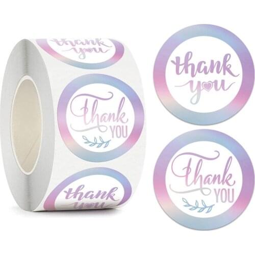 New Rainbow Laser Thank You Sticker Commercial Decor Sticker Xmas Holiday Party Birthday Gift Sticker Wedding Decor Baking Label