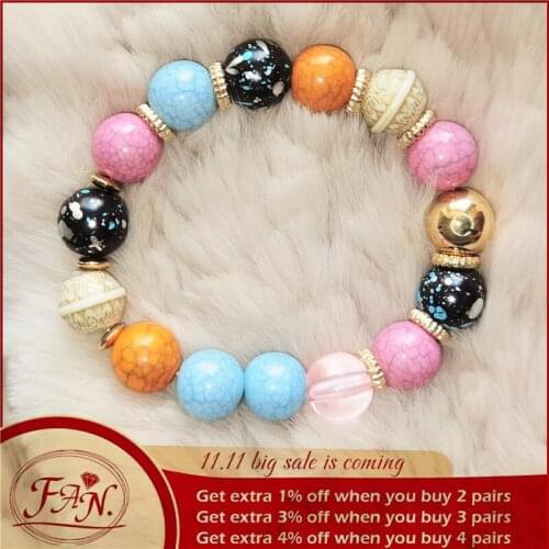2021 New INS Trendy Charming Girls Women Bohemia Bright Colorful Beauty Fashion Elastic Beaded Bracelet Jewellery Nice Gifts