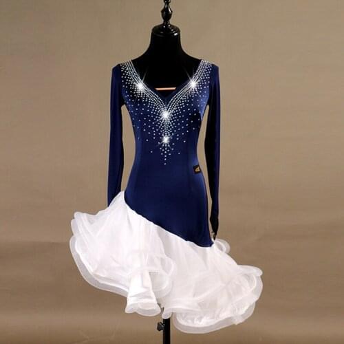 New Woman Latin Dance Dress Sexy Long Sleeve Female Adult Competition Dance Wear For Ballroom Rumba Cha Cha Salsa Dresse DL3517