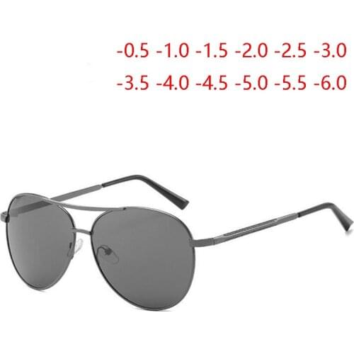Finished Myopia Sunglasses Polarized Men Metal Driving Nearsighted Glasses Diopter SPH -0.5 -1.0 -1.5 -2.0 -2.5 T0 -6.0