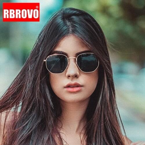 RBROVO 2021 Summer Polygonal Women Sunglasses Men Glasses Lady Luxury Retro Metal Sun Glasses Vintage Mirror UV400 Oculos De Sol
