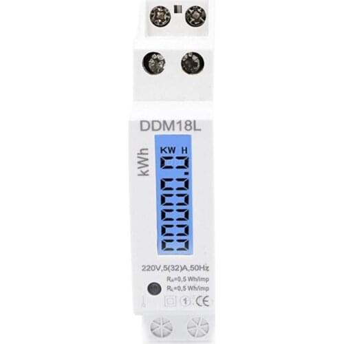 OOTDTY LCD Digital Single Phase Din Rail Electricity Power Consumption Energy Meter kWh
