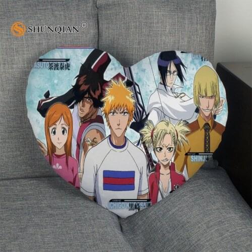 BLEACH Heart Shape Pillow Cover Custom zipper Pillowcase Just Cover No Core Size 41x36cm,47x42cm