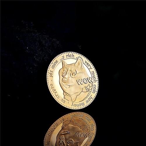 Dropshipping Gold Plated Dogecoin Commemorative Coins Cute Dog Pattern Dog Year Collection Coins Virtual currency