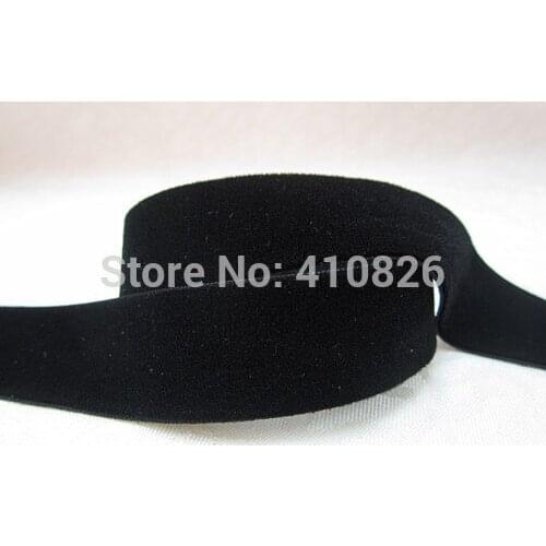 Q&N ribbon 1inch 25mm single faced black nylon no elastic velvet ribbon solid color DIY accessory free shipping