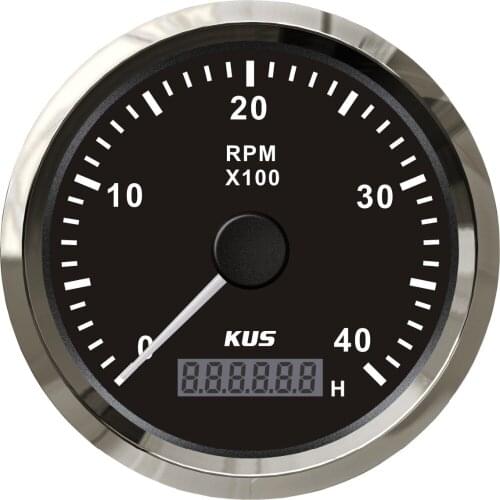 85mm Tachometer gauge tacho black faceplate stainless steel bezel boat car tachometer 0-4000rpm for gas engine high quality