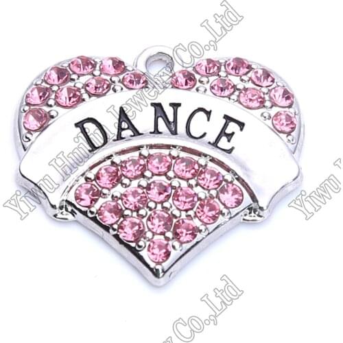 Dance zinc alloy rhodium plated crystal heart Pendant