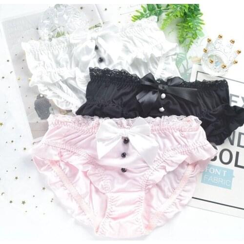 White Pink Black Women Underwear Cute Sexy Princess Panties Lolita Girl Kawaii Lingerie Lace Butterfly Thong Briefs Low Rise New