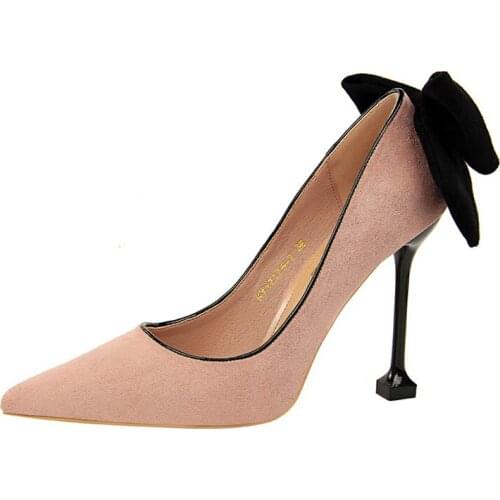 Pumps 2018 Early Spring High Heel Bow 19 Years Old 20 Years Old Girl Girl Party Small Fresh Stiletto Cat With Single Shoes