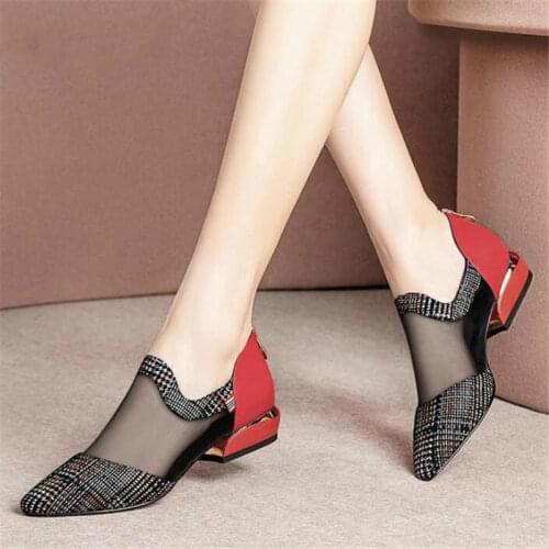 Summer Women High Heel Shoes Mesh Breathable Pumps Zip Pointed Toe Heels Fashion Female Dress Sandals Shoes Footwear 627
