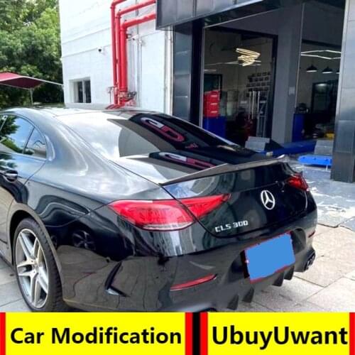 UBUYUWANT For Mercedes Benz W257 CLS 2018 2019 v style High Quality Carbon Fiber Rear Trunk Lip Spoiler Car Tail Wing Decoration