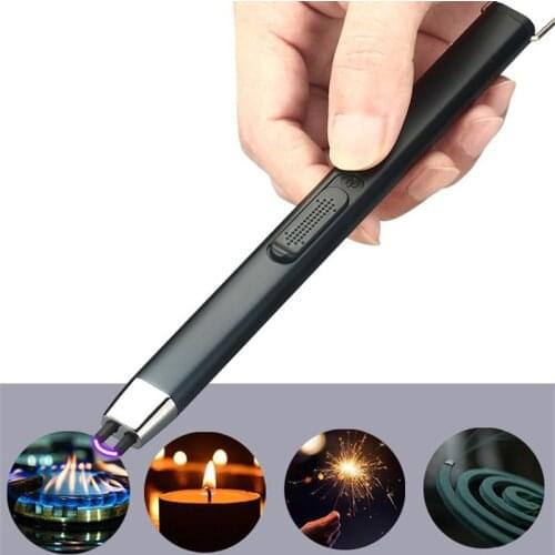 USB Electric Rechargeable Long BBQ Kitchen Gas Stove Lighter Outdoor Windproof Flameless Plasma Arc Candle Unusual Lighters