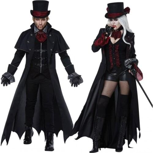 Halloween Vampire Couple Costumes Mens Bloody Handsome Costume Womens Steampunk Vampiress Uniforms Blood Countess Kits