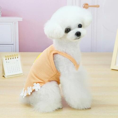 Dog Puppy Skirt Duck Embroidery Flower Cotton Pet Dress Clothing for Spring/Summer Pets Clothing платье для собак
