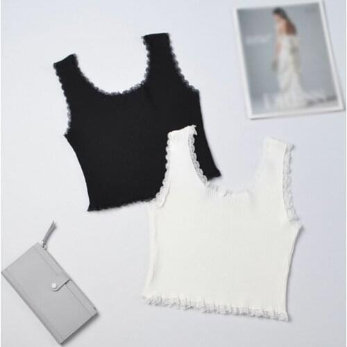 Woman Knitting Camisole Fashion Female Summer Outer Wear Sexy Sleeveless O-neck Short Casual Tank Top clothes 2021