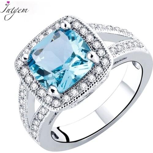 Nasiya 925 Sterling Silver Women Ring Created Sky Blue Topaz Classic Rings For Female Party Wedding Engagement Christmas Gift