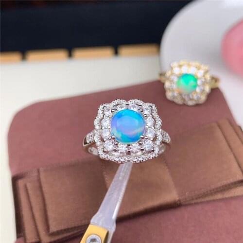 Nature Opal 7mm*7mm Ring for Women Magic Mirror Crystal Wedding Ring Female Zirconia Vintage AAA CZ Finger Ring Gifts