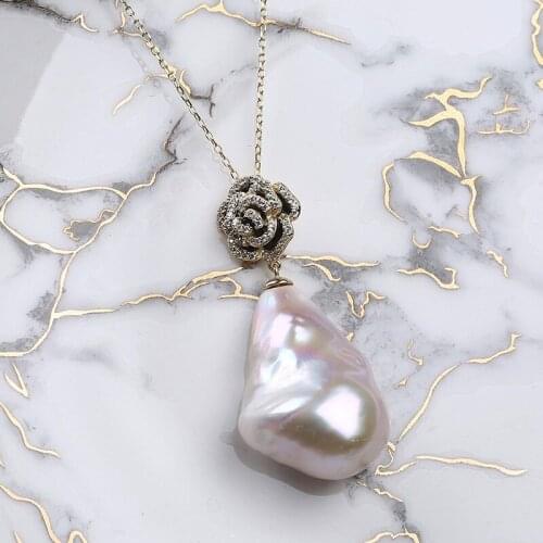 Fashion 19mm Mars Bead Pendant Necklaces Rose bordered Accessories Pearl Necklace Jewelry For Women