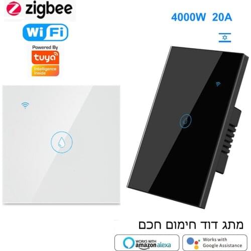 ZigBee Wifi Boiler Smart Switch 4000W Water Heater Switches US EU Touch Panel Voice Remote Control Work Alexa Echo Google Home