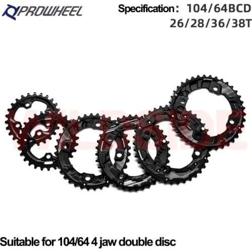 PROWHEEL 104/64BCD MTB Bicycle Sprockets Double Chainwheel 26T 28T 36T 38T Chainring Mountain Bike Crankset Tooth Plate Parts