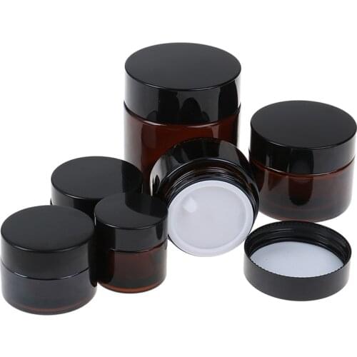10g/15g/20g/30g/50g Lip Balm Sample Container Jar Pot Glass Amber Brown Cosmetic Face Cream Bottles Makeup Store Vials 1pc