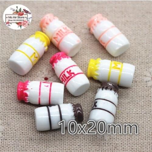 10pcs 3D milk bottle Resin Flat back Cabochon miniature craft Art Supply Decoration Charm Craft