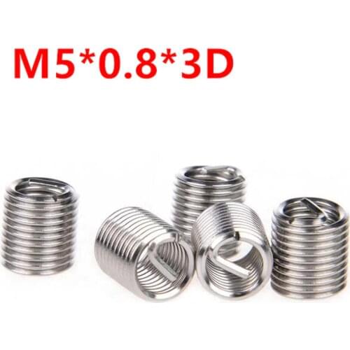 100pcs M5*0.8*3D Wire Thread Insert, m5x3d Wire screw sleeve, M5 Screw Bushing Helicoil Wire Thread Repair Inserts SUS304