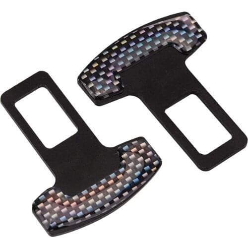 2 Pcs Safety Belt Buckles Carbon Fiber Car Seat Safty Belt Alarm Canceler Stopper safety belt stopper safety belt cover