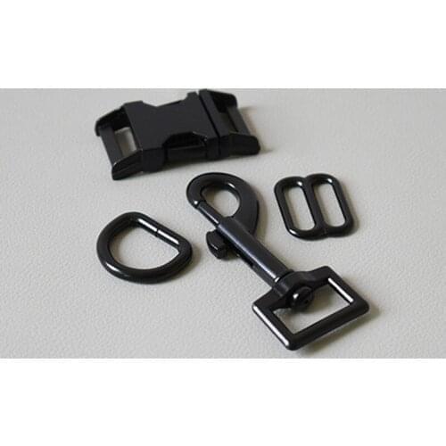 20 sets metal buckle adjust buckle D ring metal dog clasp for handmade puppy Collar leash set harness Dee Rings 20mm black