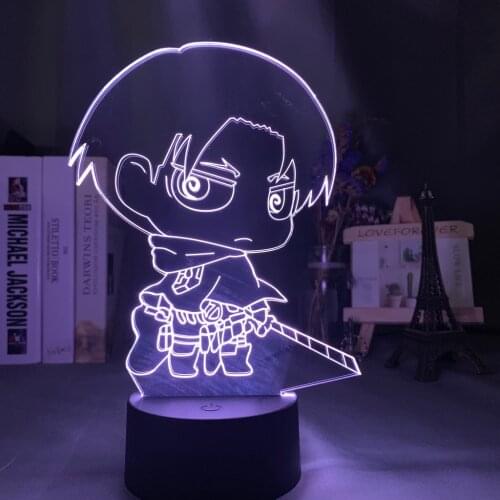 3d Night Light Attack on Titan Levi Ackerman Chibi Figure Nightlight for Home Decoration Light Colorful Battery Night Lamp Gift
