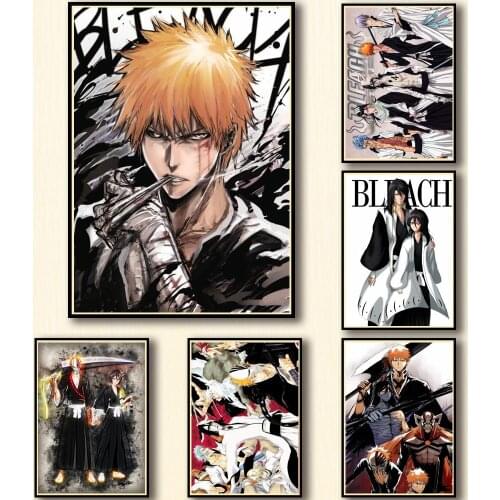 40 Designs Anime Bleach Whitepaper Poster Cartoon Painting Wall Sticker for Coffee House Bar