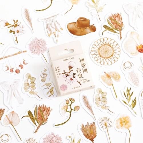 46Pcs/box Plant Flower Stickers Scrapbooking Album Diary Label Material DIY Journaling Stationery Supplies Cute Decorative Paper