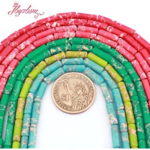 4x12mm Column Tube Sea Sediment Imperial Jaspers Spacer Beads for Women Men DIY Accessorie Necklace Bracelet Jewelry Making 15"