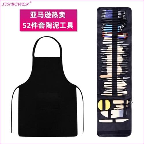 51pcs/ 42 Pcs Set Multi-function Clay Sculpture Tools Diy Sculpture Pottery Tools Containing Pen Bag Set Tools Waterproof Apron