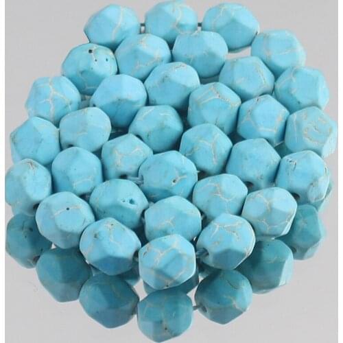 Natural Faceted Lake Blue Turquoises Howlite Stone Loose Spacer Beads for Jewelry Making DIY Bracelet Necklace 6/8/10mm 15" Inch