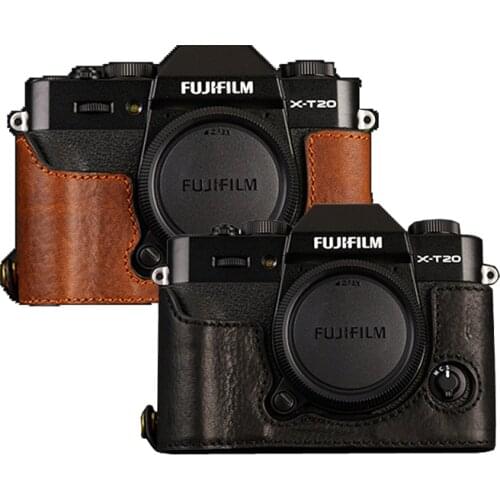 AYdgcam Genuine Leather Camera case Half Body For Fujifilm XT10 XT20 Fuji XT20 XT30 Handmade Camera Bag Cover Vintage Case