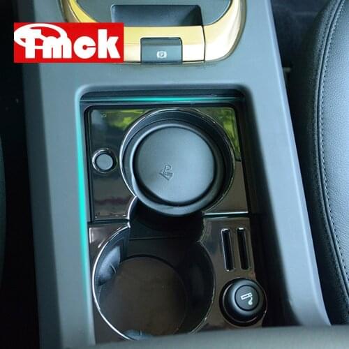 For Land Rover Discovery Sport L550 2015-2019 ABS Chrome Black Car Accessories Center Console Water Cup Holder Cover Trim Frame