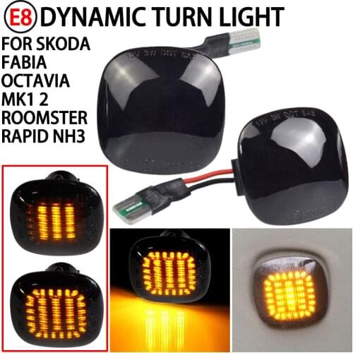 For Skoda Fabia Octavia Mk1 Mk2 Roomster Rapid NH3 LED Dynamic Turn Signal Side Marker Light Repeater Lamp Sequential Indicator