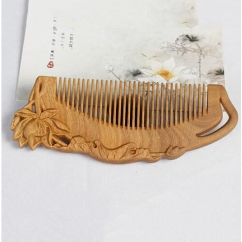 Comb Green Sandalwood Wood Comb Anti-Static Massage Exquisite Double Sided Carved Wooden Hair Comb Perfect Gift For Girls