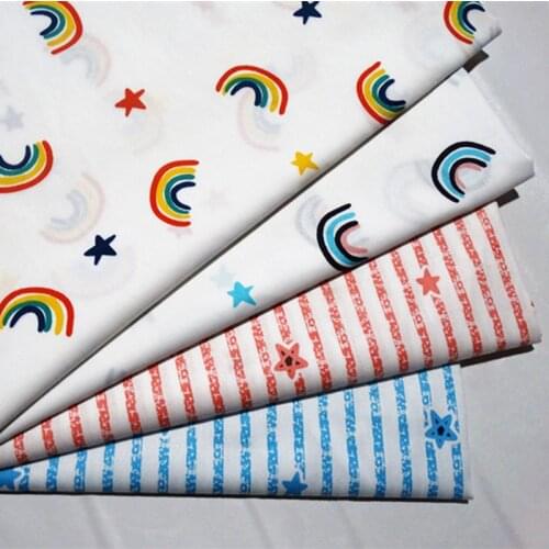 Rainbow Stars Cotton Printed Fabric Printed Babys Bag Handmade Dress Cloth 100% Cotton Fabric