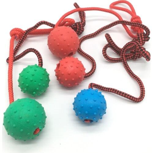 Dog Interactive Rubber Rope Ball Pet Tooth Cleaning Molar Bite Toys Puppy Interactive Training Play Solid Ball with Carrier Rope