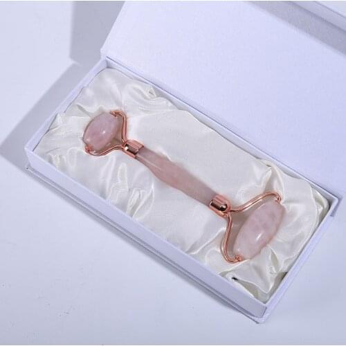 Natural Rose Quartz Roller Massager Tool Natural Stone Facial Massager Jade Roller Massage Skin Care Wrinkle Removal Kit
