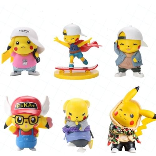 Cute Pokemon Action Anime Figure Pikachu Cosplay Set One Piece Luffy Model Collector Decoration Dolls Toys For Childrens Gift