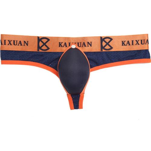 Mens G String Bikini Thong Removable Big Pad Pouch Jockstrap Gay Mesh Underwear Ropa Interior Hombre