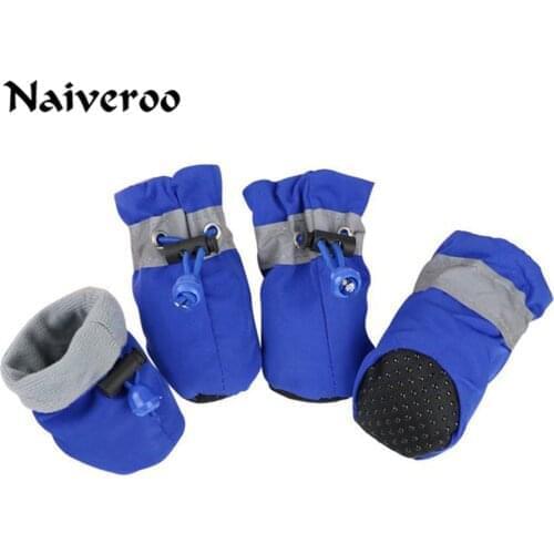 4 Pcs/Set Dogs Cats Shoes Non-slip Adjustable Autumn Winter Cute Pets Shoes 6 Colors 7A2822