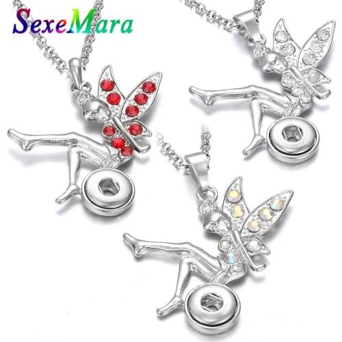 New Snap Jewelry Snap Button Necklace Jewelry Crystal 12mm Snap Button Pendant Necklace Fit 12mm Mini Snap Button Jewelry
