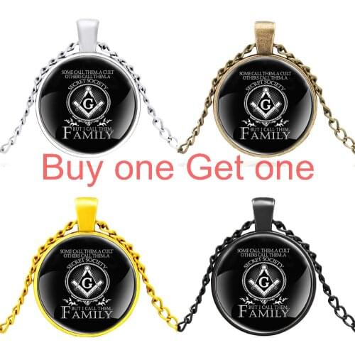 New Arrival Freemason Symbol Glass Dome Pendant Necklace Men Women Charm Jewelry Accessories Gifts